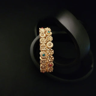 Madeline Multicolour Gold Kada Bangles (Pair) (2.4, 2.6, 2.8) - ECLAT INDIAN JEWELSBangle, Kadas & Bracelets2.6