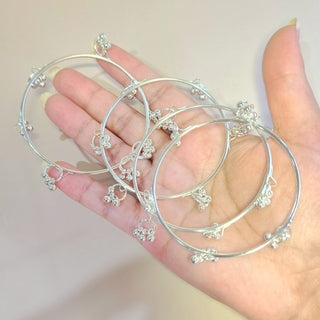 Madilyn Silver Finish Kashmiri Bangles (Set of 4) (2.4, 2.6, 2.8) - ECLAT INDIAN JEWELSKashmiri Bangles2.4