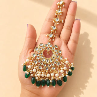 Madison Green Kundan Necklace Set with Tikka - ECLAT INDIAN JEWELSNecklace SetsGreen