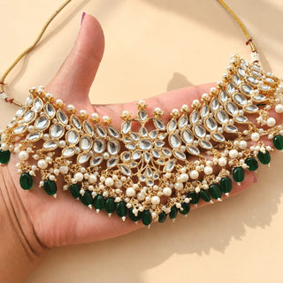 Madison Green Kundan Necklace Set with Tikka - ECLAT INDIAN JEWELSNecklace SetsGreen