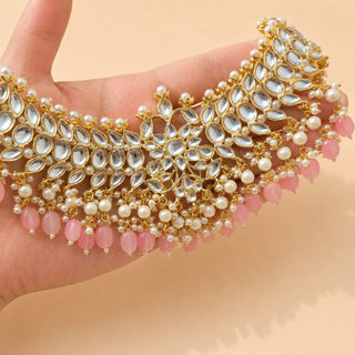 Madison Pink Kundan Necklace Set with Tikka - ECLAT INDIAN JEWELSNecklace SetsPink