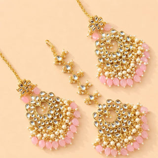 Madison Pink Kundan Necklace Set with Tikka - ECLAT INDIAN JEWELSNecklace SetsPink