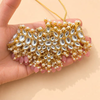 Madison Pink Kundan Necklace Set with Tikka - ECLAT INDIAN JEWELSNecklace SetsPink