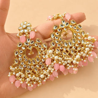 Madison Pink Kundan Necklace Set with Tikka - ECLAT INDIAN JEWELSNecklace SetsPink