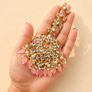 Madison Pink Kundan Necklace Set with Tikka - ECLAT INDIAN JEWELSNecklace SetsPink