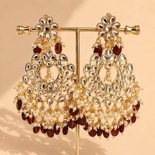 Madison Wine Red Kundan Necklace Set with Tikka - ECLAT INDIAN JEWELSNecklace SetsPurple