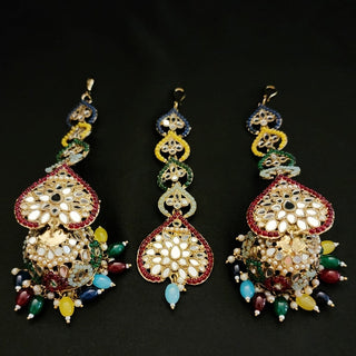 Maeve Multicolour Pearl Mirror Tikka Set - ECLAT INDIAN JEWELSTikka SetsMulticolour