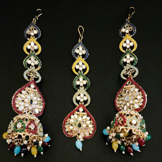 Maeve Multicolour Pearl Mirror Tikka Set - ECLAT INDIAN JEWELSTikka SetsMulticolour