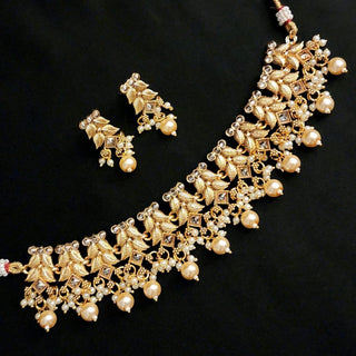 Magnolia Gold Polki Necklace Set - ECLAT INDIAN JEWELSNecklace SetsWhite