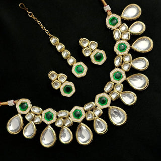 Magnolia Green Flexible Kundan Choker Set - ECLAT INDIAN JEWELSNecklace SetsGreen