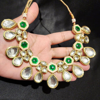 Magnolia Green Flexible Kundan Choker Set - ECLAT INDIAN JEWELSNecklace SetsGreen