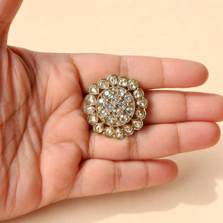 Maisie Multicolour Victorian Gold Finish Adjustable Ring - ECLAT INDIAN JEWELSRing JewelleryGold