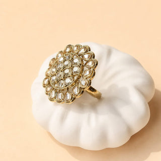 Maisie Multicolour Victorian Gold Finish Adjustable Ring - ECLAT INDIAN JEWELSRing JewelleryGold