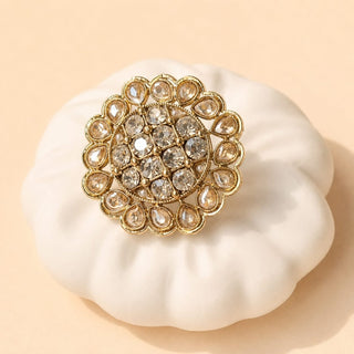 Maisie Multicolour Victorian Gold Finish Adjustable Ring - ECLAT INDIAN JEWELSRing JewelleryGold