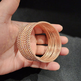 Maisy Rose Gold Bangles (Set of 10) (2.4, 2.8) - ECLAT INDIAN JEWELSBangle, Kadas & Bracelets2.4