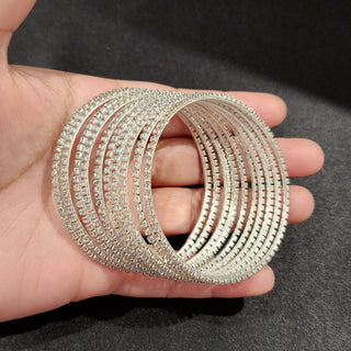 Maisy Silver Bangles (Set of 10) (2.4, 2.6, 2.8) - ECLAT INDIAN JEWELSBangle, Kadas & Bracelets2.4
