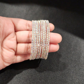 Maisy Silver Bangles (Set of 10) (2.4, 2.6, 2.8) - ECLAT INDIAN JEWELSBangle, Kadas & Bracelets2.4