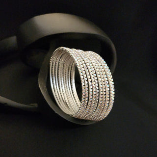 Maisy Silver Bangles (Set of 10) (2.4, 2.6, 2.8) - ECLAT INDIAN JEWELSBangle, Kadas & Bracelets2.4