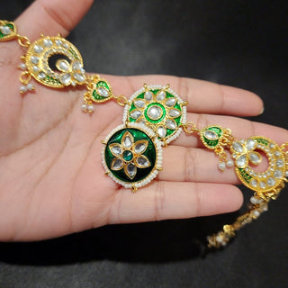 Marcie Green Borla Kundan Sheesh Phool - ECLAT INDIAN JEWELSMatha Patti, Sheesh PhoolGreen