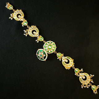 Marcie Green Borla Kundan Sheesh Phool - ECLAT INDIAN JEWELSMatha Patti, Sheesh PhoolGreen