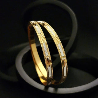 Margaret 20k Gold Plated Dual Finish Bangle Set (Pair) (2.4, 2.6, 2.8 & 2.10 Available) - ECLAT INDIAN JEWELSBangle, Kadas & Bracelets2.6