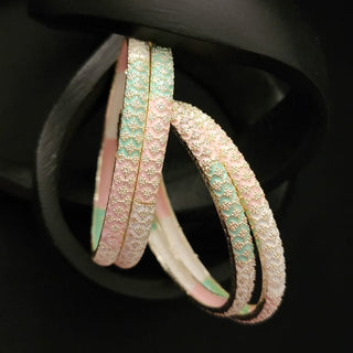 Margaret Mint Green Pink Bangle Set (2.4, 2.6, 2.8) (Set of 4) - ECLAT INDIAN JEWELSBangle, Kadas & Bracelets2.4