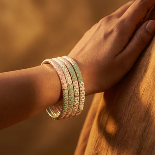 Margaret Mint Green Pink Bangle Set (2.4, 2.6, 2.8) (Set of 4) - ECLAT INDIAN JEWELSBangle, Kadas & Bracelets2.4