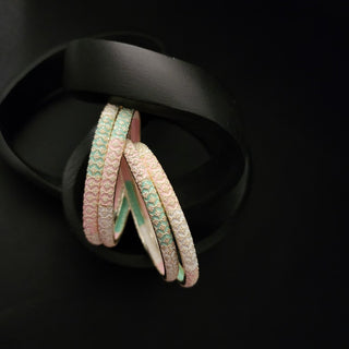 Margaret Mint Green Pink Bangle Set (2.4, 2.6, 2.8) (Set of 4) - ECLAT INDIAN JEWELSBangle, Kadas & Bracelets2.4
