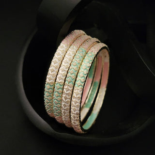 Margaret Mint Green Pink Bangle Set (2.4, 2.6, 2.8) (Set of 4) - ECLAT INDIAN JEWELSBangle, Kadas & Bracelets2.4