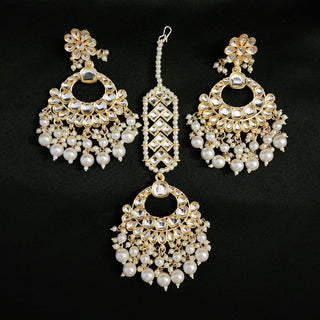 Mariah White Uncut Kundan Necklace Set with Tikka - ECLAT INDIAN JEWELSNecklace SetsWhite