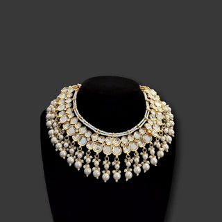 Mariah White Uncut Kundan Necklace Set with Tikka - ECLAT INDIAN JEWELSNecklace SetsWhite