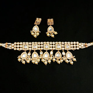 Marina Moissanite White Choker / Necklace Set Luxury Collection - ECLAT INDIAN JEWELSNecklace SetsGold