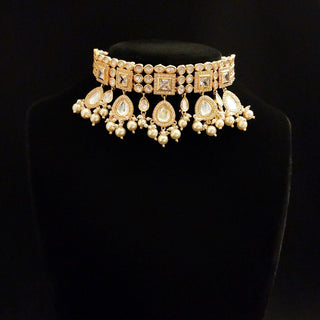 Marina Moissanite White Choker / Necklace Set Luxury Collection - ECLAT INDIAN JEWELSNecklace SetsGold