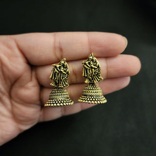 Meadow Temple Mini Jhumki Earrings (Available in 9 Colours) - ECLAT INDIAN JEWELSEarringsBlack