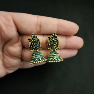 Meadow Temple Mini Jhumki Earrings (Available in 9 Colours) - ECLAT INDIAN JEWELSEarringsGreen