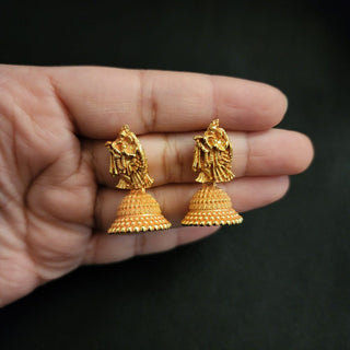 Meadow Temple Mini Jhumki Earrings (Available in 9 Colours) - ECLAT INDIAN JEWELSEarringsPeach