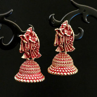 Meadow Temple Mini Jhumki Earrings (Available in 9 Colours) - ECLAT INDIAN JEWELSEarringsPeach