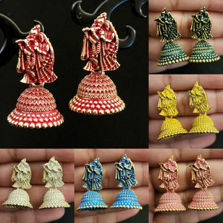 Meadow Temple Mini Jhumki Earrings (Available in 9 Colours) - ECLAT INDIAN JEWELSEarringsPink