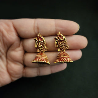 Meadow Temple Mini Jhumki Earrings (Available in 9 Colours) - ECLAT INDIAN JEWELSEarringsRed