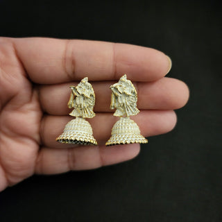 Meadow Temple Mini Jhumki Earrings (Available in 9 Colours) - ECLAT INDIAN JEWELSEarringsWhite