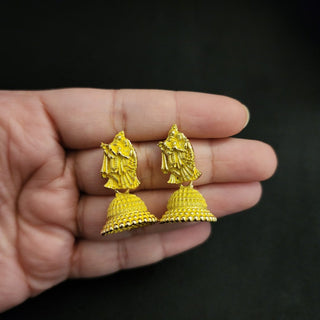 Meadow Temple Mini Jhumki Earrings (Available in 9 Colours) - ECLAT INDIAN JEWELSEarringsYellow