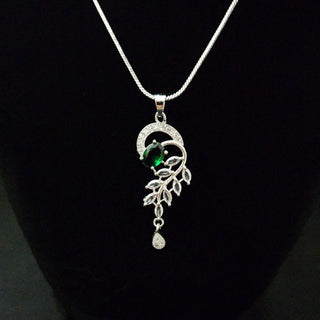 Melaney Green CZ Diamond Simulant Pendant Set (Chain included) - ECLAT INDIAN JEWELSNecklace Sets - Pendant SetsGreen