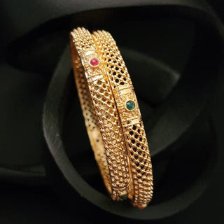 Melissa Multicolour Gold Bangles (Pair) (2.4, 2.6, 2.8) - ECLAT INDIAN JEWELSBangle, Kadas & Bracelets2.6