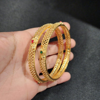 Melissa Multicolour Gold Bangles (Pair) (2.4, 2.6, 2.8) - ECLAT INDIAN JEWELSBangle, Kadas & Bracelets2.6