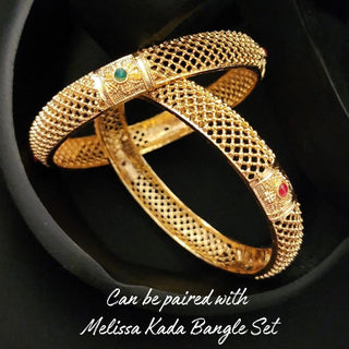 Melissa Multicolour Gold Bangles (Pair) (2.4, 2.6, 2.8) - ECLAT INDIAN JEWELSBangle, Kadas & Bracelets2.6