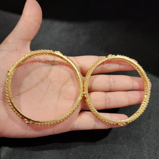 Melissa Multicolour Gold Bangles (Pair) (2.4, 2.6, 2.8) - ECLAT INDIAN JEWELSBangle, Kadas & Bracelets2.6