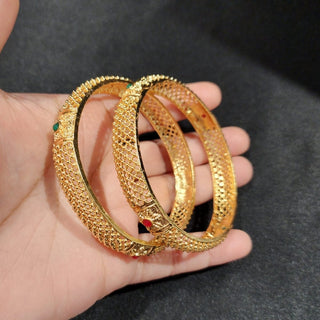Melissa Multicolour Gold Kada Bangles (Pair) (2.4, 2.6, 2.8) - ECLAT INDIAN JEWELSBangle, Kadas & Bracelets2.6