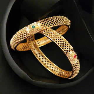 Melissa Multicolour Gold Kada Bangles (Pair) (2.4, 2.6, 2.8) - ECLAT INDIAN JEWELSBangle, Kadas & Bracelets2.6