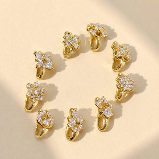 Meredith Gold CZ Diamond Simulant Clip - On Nose Ring (No Piercing Needed) - ECLAT INDIAN JEWELSNose Ring (Nath)Design 1