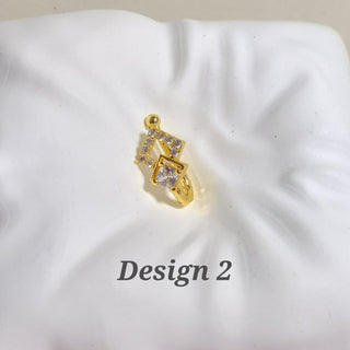 Meredith Gold CZ Diamond Simulant Clip - On Nose Ring (No Piercing Needed) - ECLAT INDIAN JEWELSNose Ring (Nath)Design 2